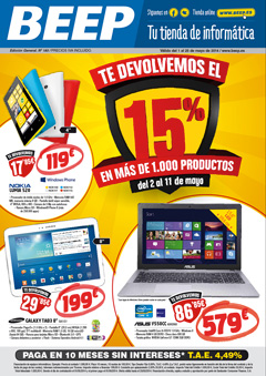 Las tiendas de informática Beep, PCBOX y PC COSTE, devuelven el 15% en más de 1.000 productos